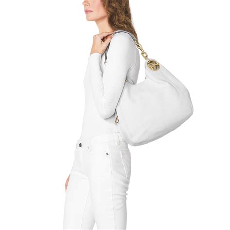 michael kors fulton shoulder bag white|fulton leather shoulder bag.